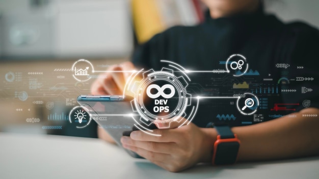 Desenvolvimento de software conceito DevOps e programação ágil de operações de TI