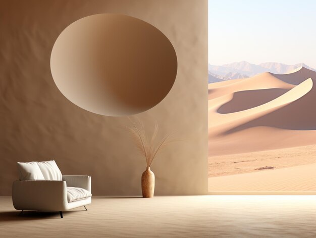 Desert Elegance AIGeneró una maqueta de interior minimalista con EFrame y arte de pared