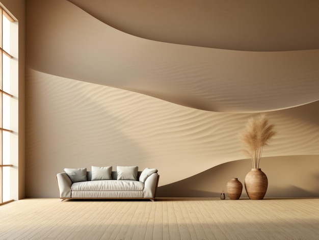 Desert Elegance AIGeneró una maqueta de interior minimalista con EFrame y arte de pared