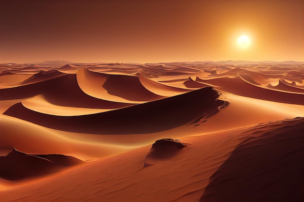 Deserto do Saara África O implacável mar de areia arte digital estilo ilustração pintura