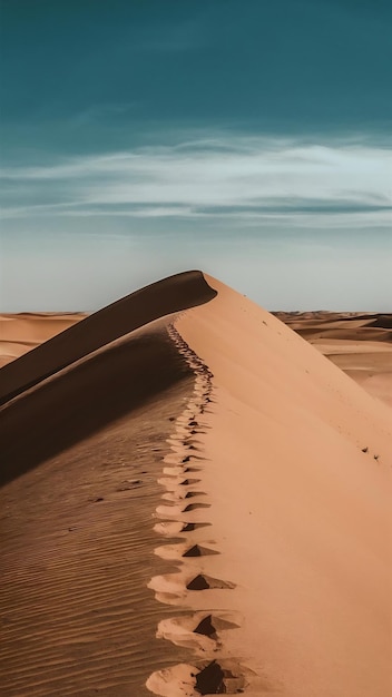 deserto do Saara sob a luz do sol e um céu azul em Marrocos na África