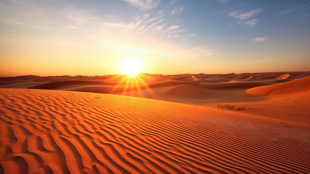 Deserto dubai emirados árabes unidos lindo céu no nascer do sol da manhã Generative Ai