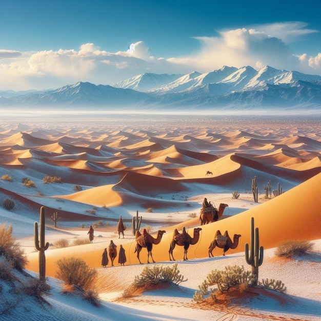 Deserto paisagem de sonhos experimentar a magia como a queda de neve transforma o icônico Saara em um inverno