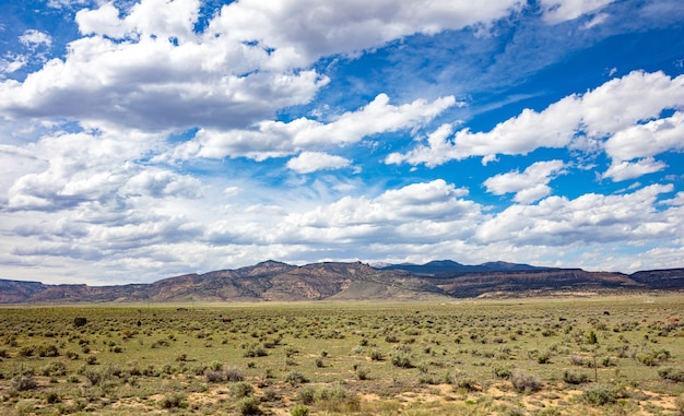 Deserto paisagem EUA céu azul com nuvens dia de primavera