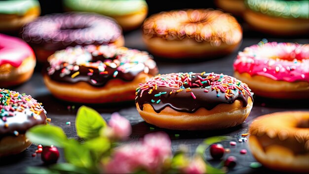 Foto los desertos dulces las rosquillas de color brillante