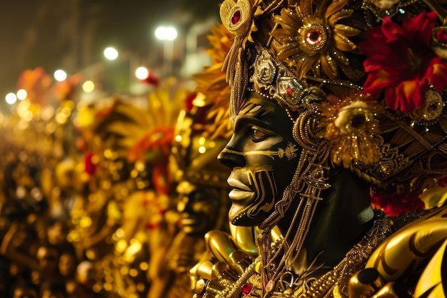 Desfile de carrossel do carnaval no Rio de Janeiro Uma imagem vibrante e colorida gerada por Ai