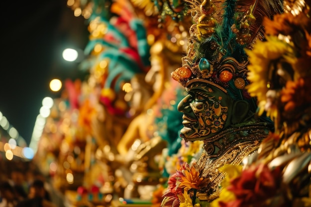 Desfile de carrossel do carnaval no Rio de Janeiro Uma imagem vibrante e colorida gerada por Ai