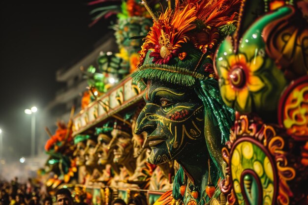 Desfile de carrossel do carnaval no Rio de Janeiro Uma imagem vibrante e colorida gerada por Ai