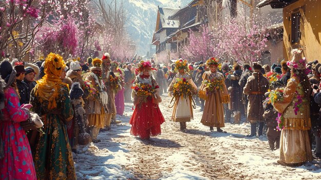 Foto desfile de páscoa da primavera em uma mistura de tradição com modernidade