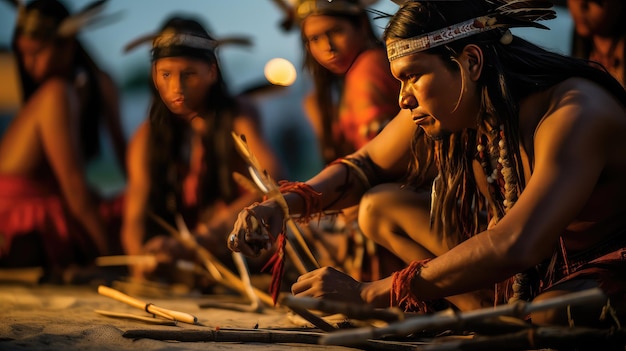 Foto el desfile tradicional de la tribu indígena y las culturas