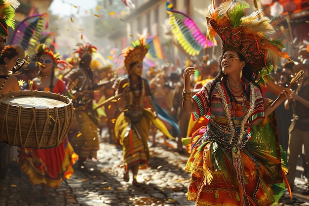 Desfiles culturales vibrantes con música animada