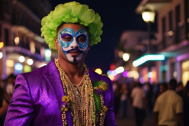 Foto desfiles de mardi gras por las calles de nueva orleans la gente celebraba locamente la celebración del carnaval