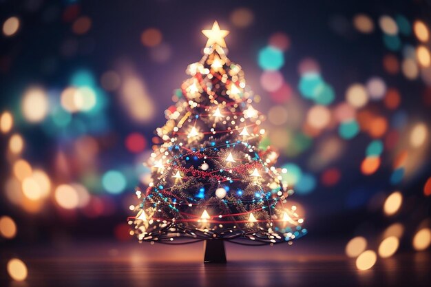 Desfokussierte abstrakte Licht-Weihnachtsbaumform zur Feier von Weihnachten und Neujahr