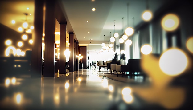 Desfoque abstrato belo hotel de luxo e interior do lobby para plano de fundo