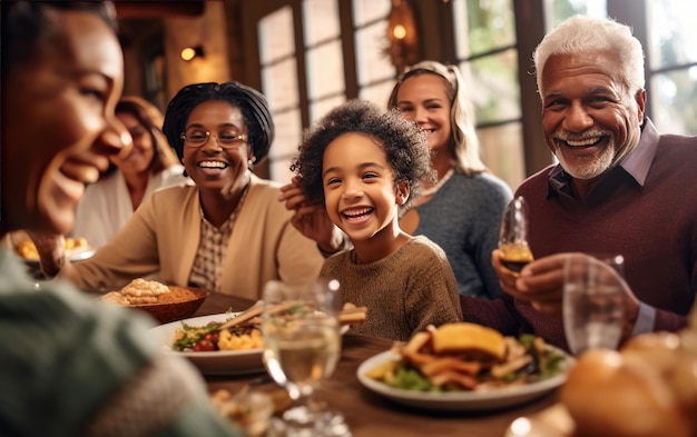 Desfrutando de um jantar com amigos vista superior de um grupo de pessoas jantando juntos ia gerativa