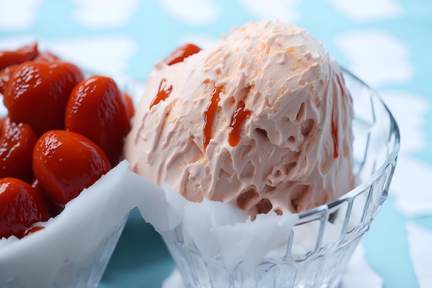 Desfrutar de um delicioso sorvete nunca foi tão fácil. esta foto mostra um close-up de sorvete irresistível pronto para ser devorado gerado por ia.