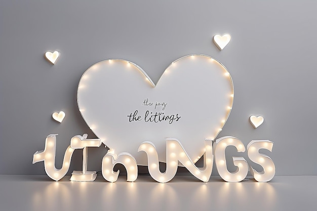 Desfrute da mensagem das Pequenas Coisas com um coração branco com luzes em forma de coração