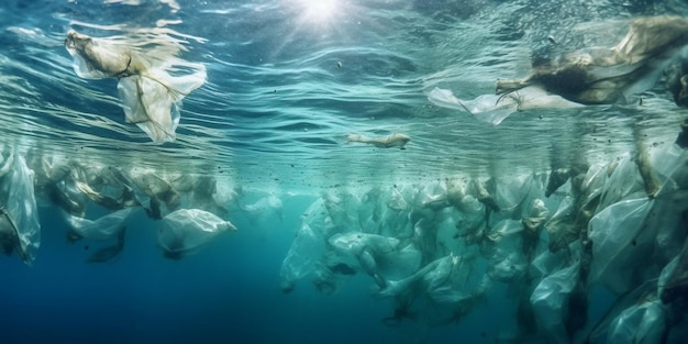 Foto deshechos plásticos en las profundidades del océano