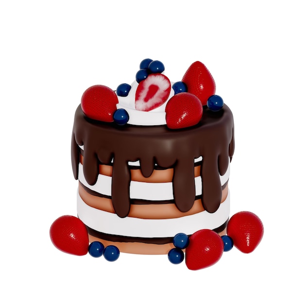 Desierto de chocolate 3D Clipart Chocolate capas de pastel de chocolate sobre un fondo blanco representación 3D