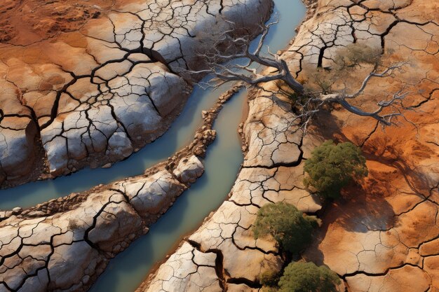 Desierto devastado por la sequía agotó la vegetación generativa IA