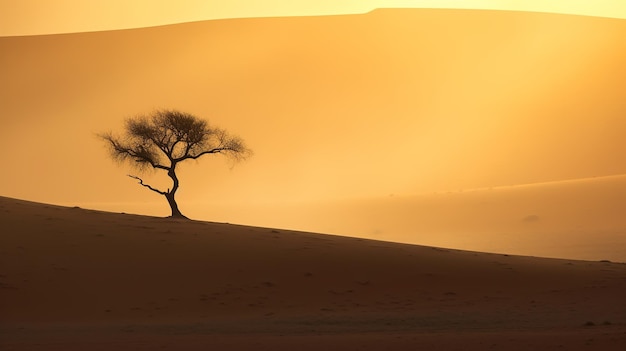 desierto de dunas de arena con un árbol