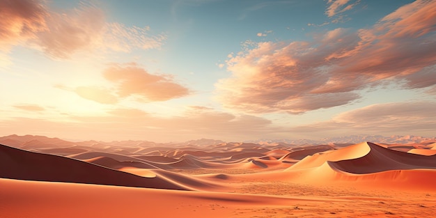 un desierto con dunas de arena y nubes en el cielo