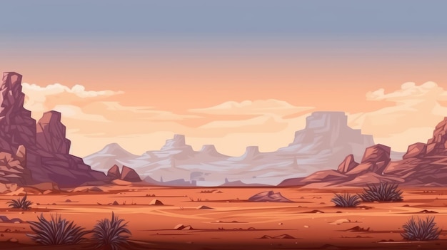 Desierto en el estilo retro de píxeles Hermosa imagen de ilustración AI generativa
