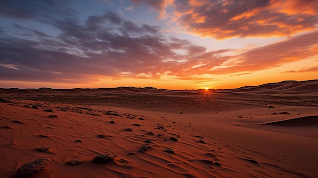 Desierto en el fondo de una hermosa puesta de sol