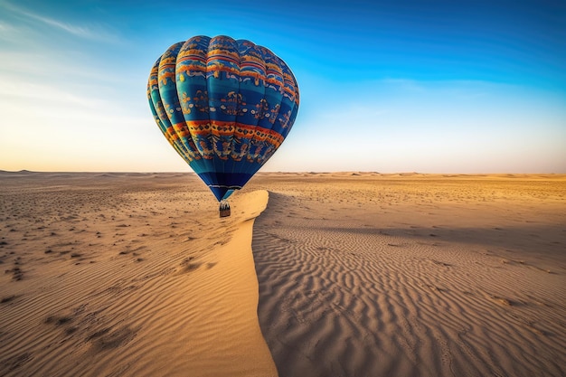 Desierto y globo aerostático Paisaje al amanecer