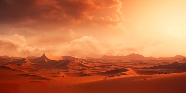 desierto lejano con tormentas de arena y oasis