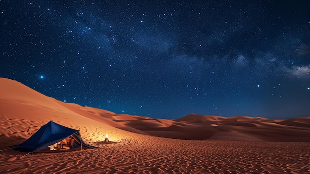 El desierto bajo una manta de estrellas relucientes con las vastas dunas creando una impresionante IA generativa