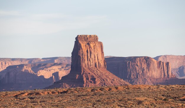 desierto montaña rocosa paisaje americano puesta de sol cielo