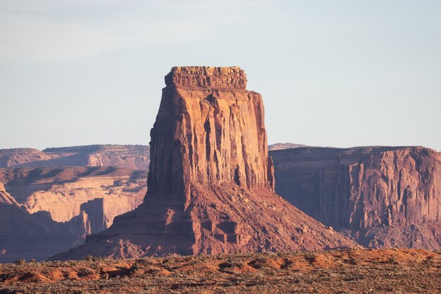 desierto montaña rocosa paisaje americano puesta de sol cielo