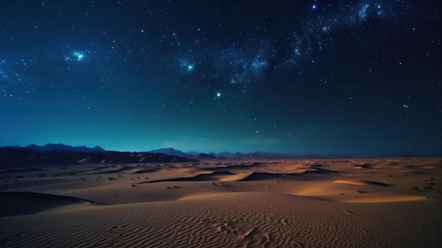 Desierto y noche estrellada Ilustración AI GenerativexA