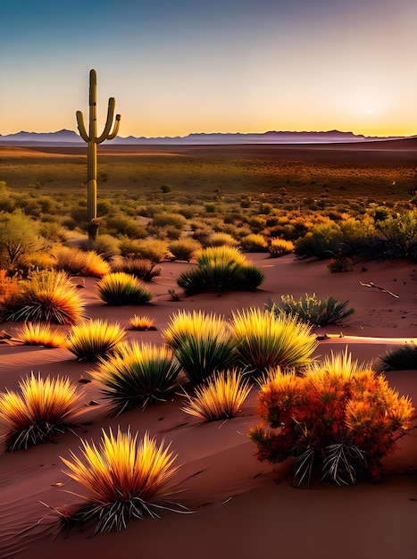 Foto desierto otoñal con tonos neutros cálidos y detallados
