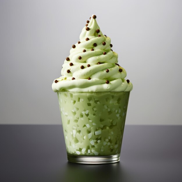 Desierto de ponche de huevo de árbol de Navidad con helado verde y salpicaduras