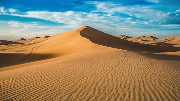El desierto del Sáhara bajo la luz del sol y un cielo azul en Marruecos en África