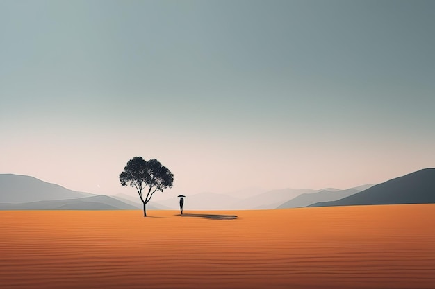 Desierto vacío fondo desierto vacío desierto fondo desierto paisaje desértico con un árbol solitario