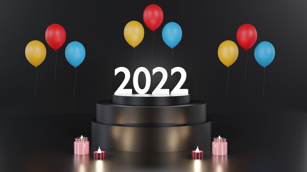 Desig da plataforma 3D do ano novo 2022