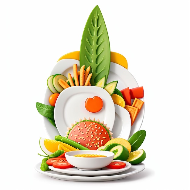 Design 3D de Alimentos Vegetarianos