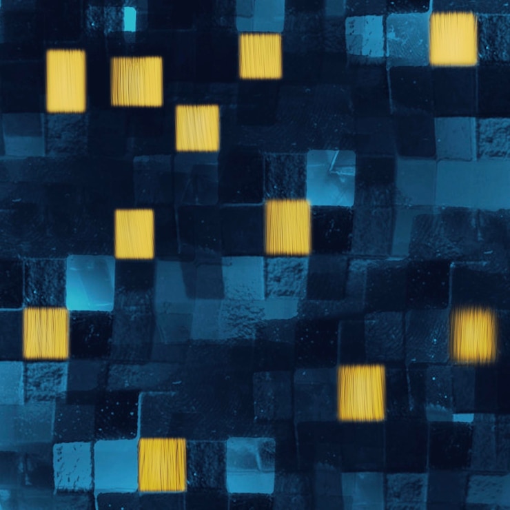 Foto design abstrato de azulejos amarelos e azuis