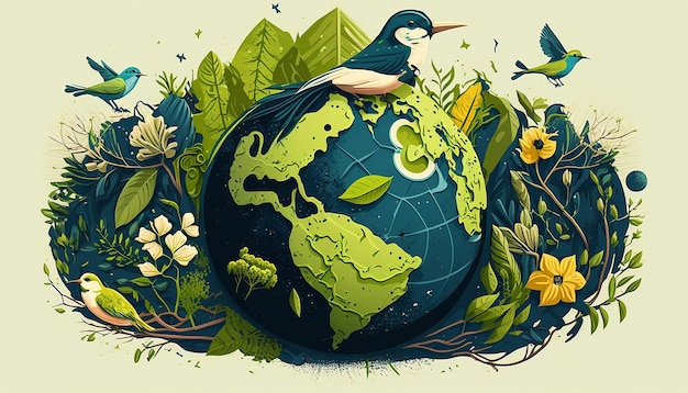 Design Ambiental Ilustração do Dia da Terra IA Generativa