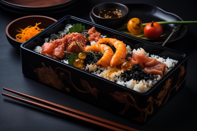 Foto design artesanal de hyaj chirashi bento