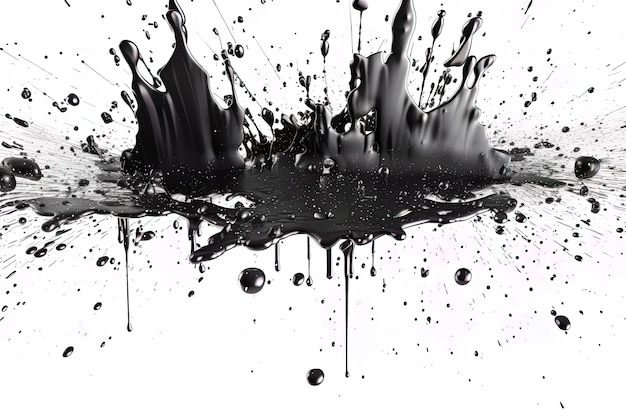 Design artístico de fundo abstrato de respingos de tinta preto e branco