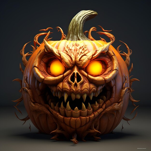 design assustador de abóbora de halloween 3d para halloween