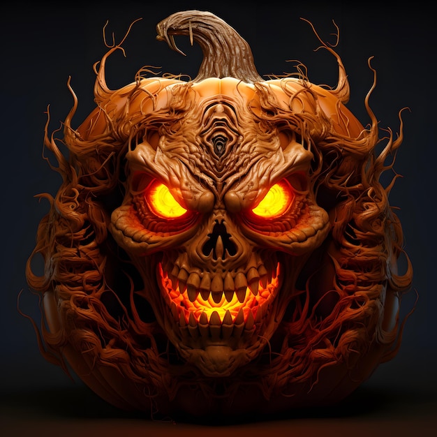 design assustador de abóbora de halloween 3d para halloween