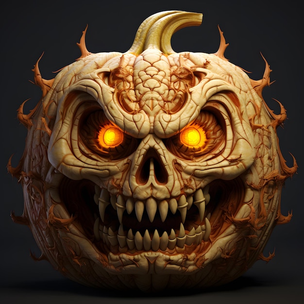 design assustador de abóbora de halloween 3d para halloween