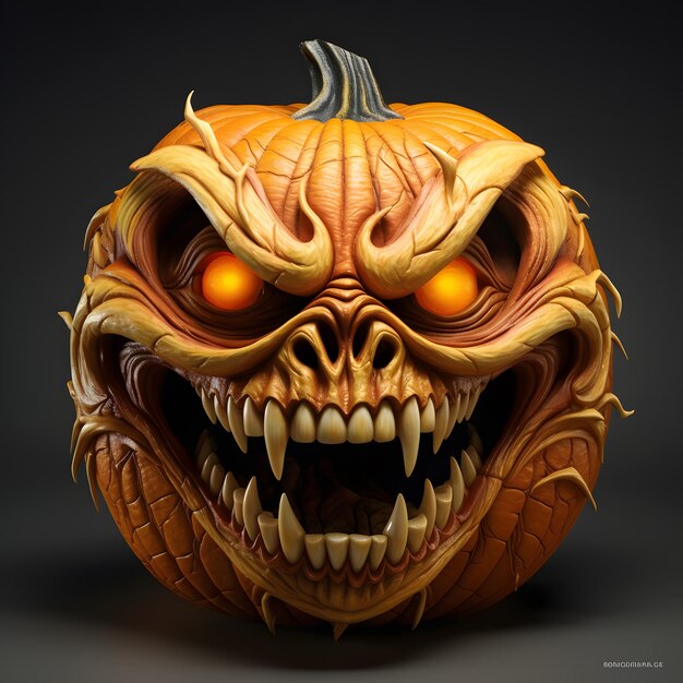 design assustador de abóbora de halloween 3d para halloween