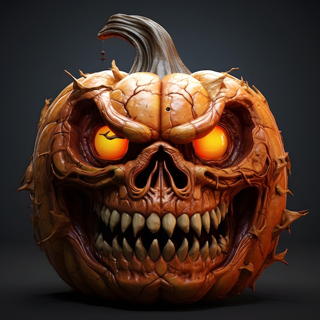 design assustador de abóbora de halloween 3d para halloween