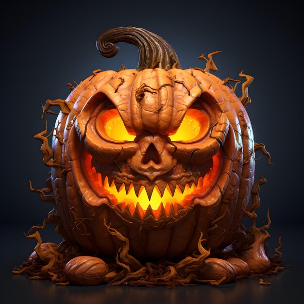 design assustador de abóbora de halloween 3d para halloween
